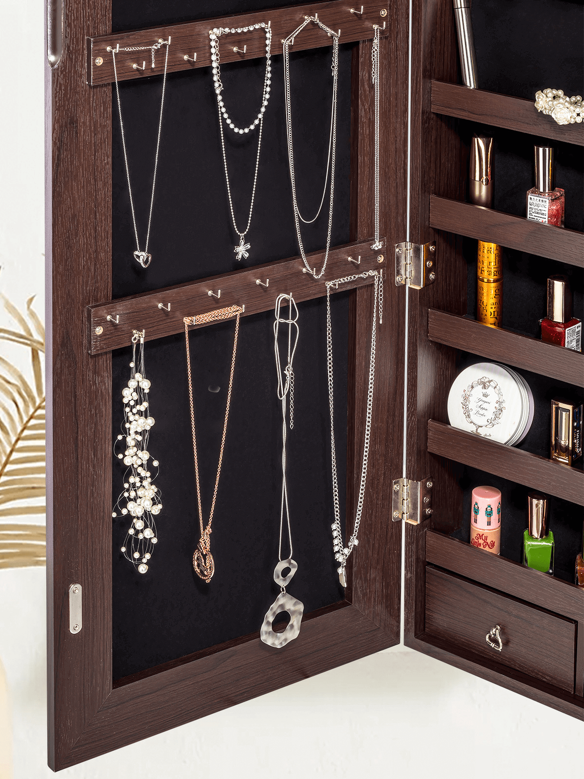 Nadia Frameless LED Wall Mounted Jewelry Cabinet with Drawer