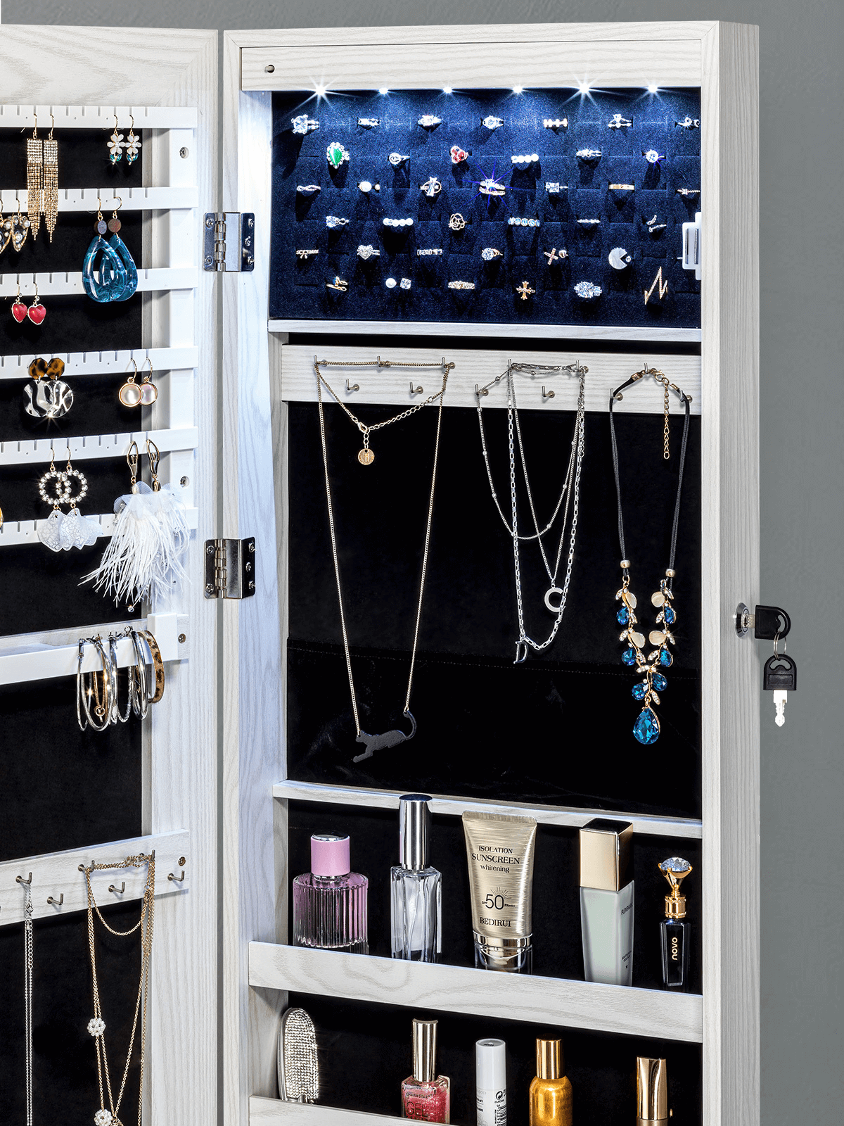 Nina LED Wall Mounted Jewelry Cabinet Classic Design